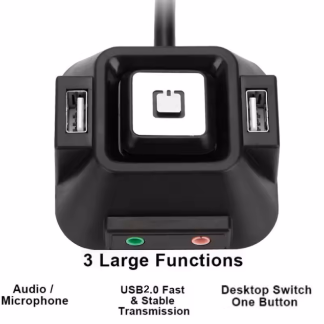 external pc power button switch dual usb ports and audio jacks